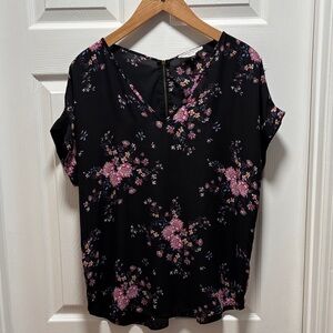 Hippie Rose Black and Pink Floral Blouse